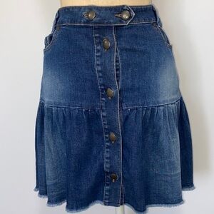 Red Valentino Skirt Denim Ruffle Mini Skirt Nwot 6:8 US/42 Italian